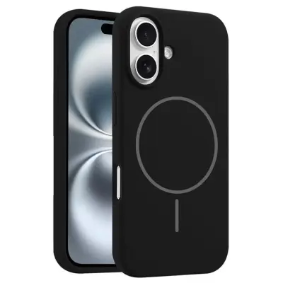 iPhone 16 Mobilskal MagSafe Silikon Anti Drop - Svart