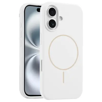 iPhone 16 Mobilskal MagSafe Silikon Anti Drop - Vit