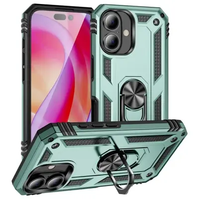 iPhone 16 Mobilskal med Kickstand - Svartgrön