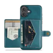JEEHOOD iPhone 16 Fodral KonstLäder + Plast Avtagbar - Blå