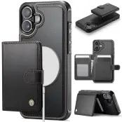 JEEHOOD J09 iPhone 16 Skal RFID Blocker Läder MagSafe - Svart