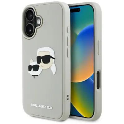 Karl Lagerfeld iPhone 16 Mobilskal 3D Rubber Double Heads - Beige