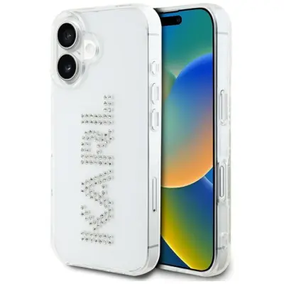 Karl Lagerfeld iPhone 16 Mobilskal IML Rhinestones Logo - Transparent