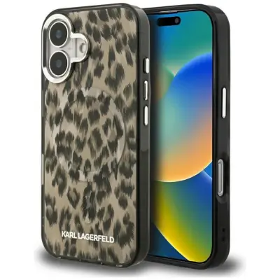 Karl Lagerfeld iPhone 16 Mobilskal MagSafe IML Leopard - Brun