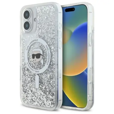 Karl Lagerfeld iPhone 16 Mobilskal MagSafe MagSafe Liquid Glitter Karl