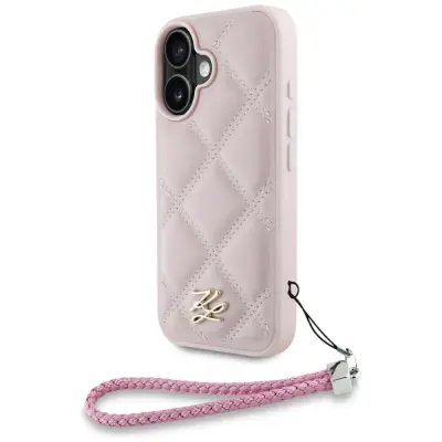 Karl Lagerfeld iPhone 16 Mobilskal MagSafe Quilted Logo Strap - Svart