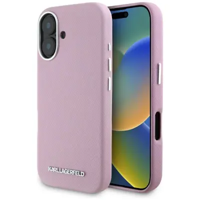 Karl Lagerfeld iPhone 16 Mobilskal MagSafe Saffiano Full Wrapped - Rosa
