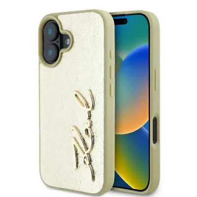 Karl Lagerfeld iPhone 16 Mobilskal Metal Signature - Guld