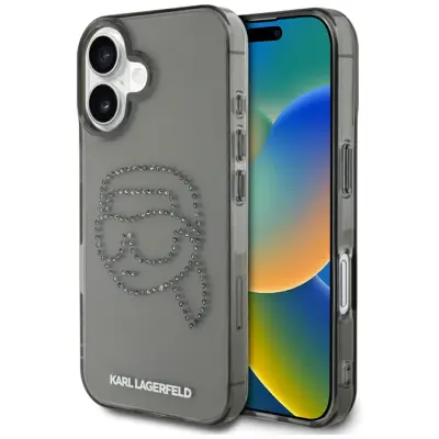 Karl Lagerfeld iPhone 16 Mobilskal Rhinestones Karl Head - Svart