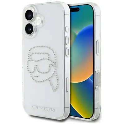 Karl Lagerfeld iPhone 16 Mobilskal Rhinestones Karl Head - Transparent