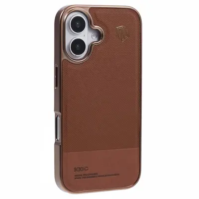 KIGC iPhone 16 Mobilskal Electroplating PC + TPU + PU - Guld (Titan Guld)
