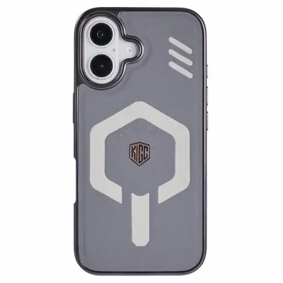 KIGC iPhone 16 Mobilskal Magsafe Läder - Grå