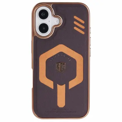 KIGC iPhone 16 Mobilskal Magsafe Läder - Titanguld