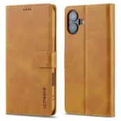 LC.IMEEKE iPhone 16 Plånboksfodral Calf Texture Konstläder- Gul