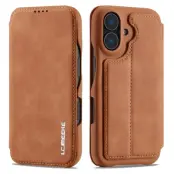 LC.IMEEKE iPhone 16 Fodral Card Holder KonstLäder - Brun