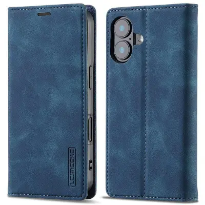 LC.IMEEKE iPhone 16 Plånboksfodral Konstläder- Blå