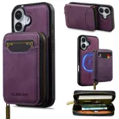 LC.IMEEKE L6 iPhone 16 Plånboksfodral Konstläder Coated - Lila