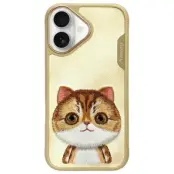 Nimmy iPhone 16 Mobilskal Big Eyed Pet 2.0 Cat - Khaki