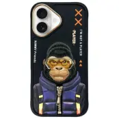 Nimmy iPhone 16 Mobilskal Cool & Cute 2.0 Monkey - Svart