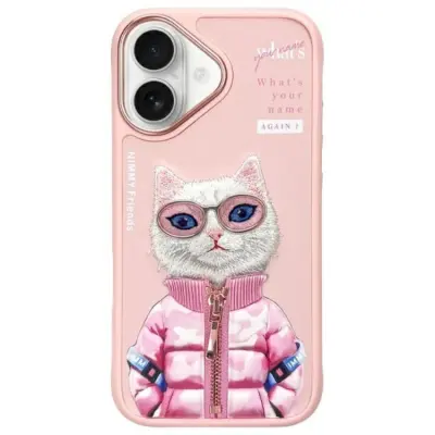 Nimmy iPhone 16 Mobilskal Cool&Cute 2.0 Cat - Rosa