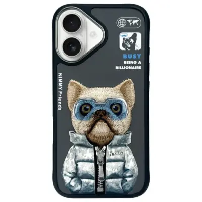 Nimmy iPhone 16 Mobilskal Cool&Cute 2.0 Dog - Svart