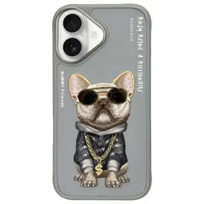 Nimmy iPhone 16 Mobilskal Glasses Cool Dog - Grå