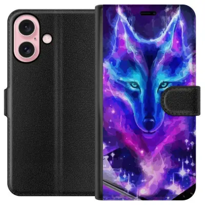 Plånboksfodral till Apple iPhone 16 med Neon Varg