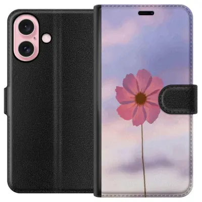 Plånboksfodral till Apple iPhone 16 med Rosa blomma