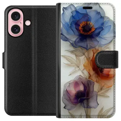 Plånboksfodral till Apple iPhone 16 med Silkesblommor