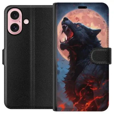 Plånboksfodral till Apple iPhone 16 med Ylande varg