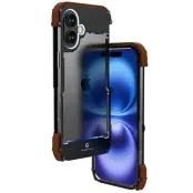 R-JUST iPhone 16 Bumper Case Aluminium + Rödwood Röd