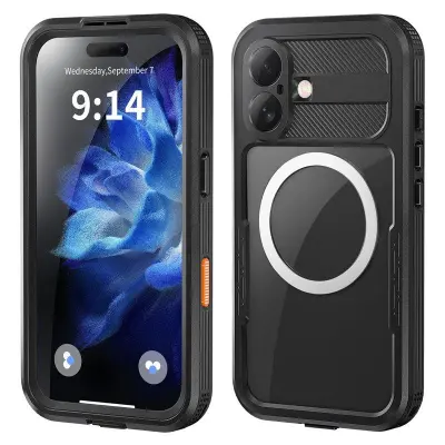SHELLBOX iPhone 16 Skal MagSafe Vattentålig Klar Svart