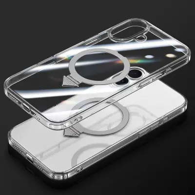 SULADA iPhone 16 Mobilskal MagSafe Ställ Klar Hård PC Transparent