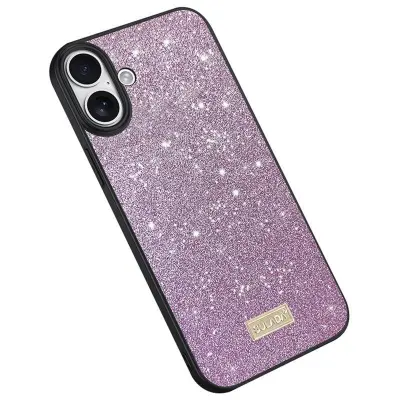 SULADA iPhone 16 Skal PU Läder + PC + TPU Glittrande Lila