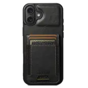 SUTENI Mobilskal till iPhone 16 Korthållare Waxy Läder - Svart