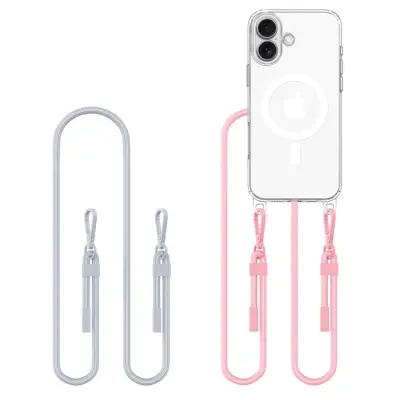 Tech-Protect iPhone 16 Mobilhalsband Skal Magsafe Flexair - Grå/Rosa