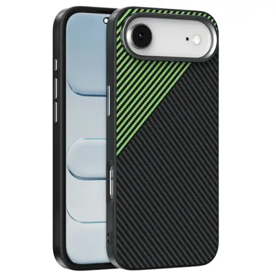 ABEEL iPhone Air Mobilskal MagSafe Carbon Fiber (Svart/Grön)