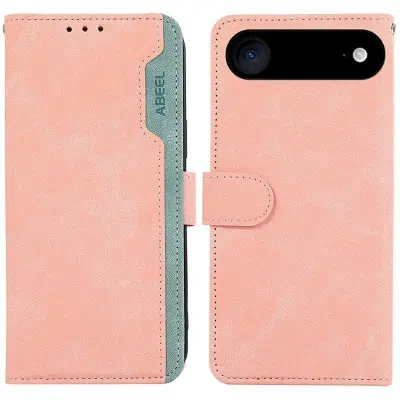 ABEEL iPhone Air Mobilskal Splicing Konstläder Flip RFID-Skydding - Rosa