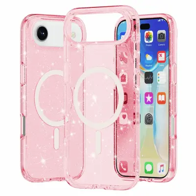 AMORUS iPhone Air Mobilskal Magsafe Glitter Powder PC + TPU - Rosa (Rosa)