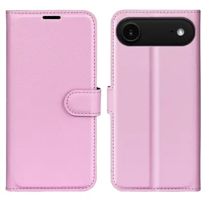 AMORUS iPhone Air Konstläder Plånboksfodral Flipstativ Litchi - Rosa