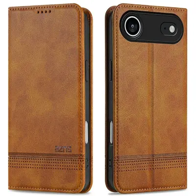 AZNS iPhone Air Plånboksfodral Konstläder - Brun