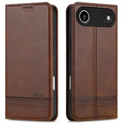 AZNS iPhone Air Plånboksfodral Konstläder - Brun