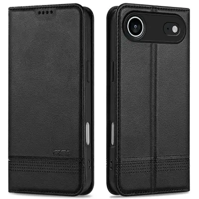 AZNS iPhone Air Plånboksfodral Konstläder - Svart