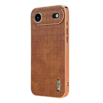 AZNS iPhone Air Fodral Electroplating KonstLäder - Brun