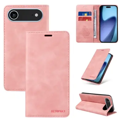 BETOPNICE iPhone Air Plånboksfodral Konstläder - Rosa