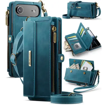 CASEME iPhone Air Konstläder Plånboksfodral RFID-Skydd Zipper (Grön)