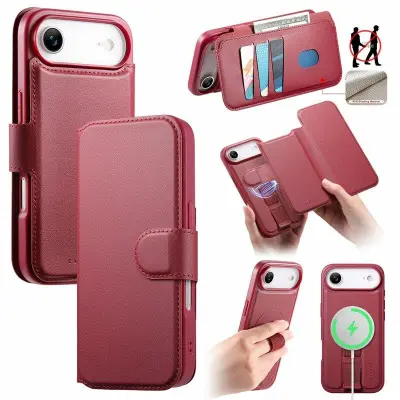 CASENEO iPhone Air Plånboksfodral RFID Blocking Konstläder - Röd