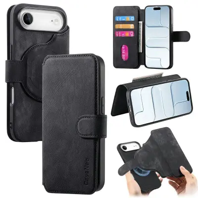 CASENEO MW-03 iPhone Air Plånboksfodral Konstläder + TPU - Svart