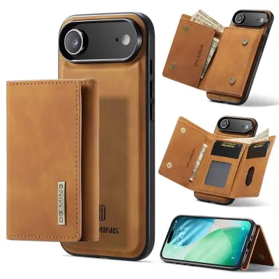 DG.MING iPhone Air Konstläder Plånboksfodral Kickstand PU - Brun