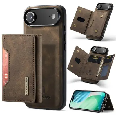 DG.MING iPhone Air Konstläder Plånboksfodral PU + PC + TPU - Brun